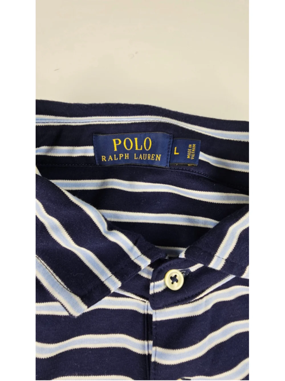 Polo Ralph Lauren Men’s Large Striped Polo Shirt Navy Blue White Pony Logo
